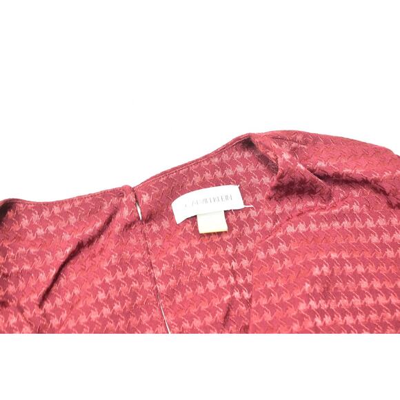 Calvin Klein Women's Houndstooth Ruffle Bell Sleeve Mini Dress/Tunic Top Red L - Picture 7 of 8